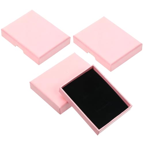LXUEJIE 3 Pack Small Jewelry Gift Box, Necklace Bracelet Earring Cardboard Organizer, Cardboard Jewellery Box with Lids, Square Jewellery Gift Boxes for Birthday Xmas Christmas Wrapping (Light Pink)