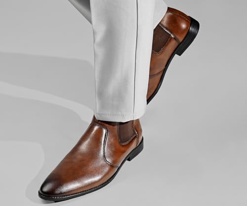 Image of LOUIS STITCH Men's Mid-Top Ankle Chelsea Boots| Dual-Tone Slip-On Boots for Men | Perfect for Business, Formal & Casual Wear | LSNRGCL