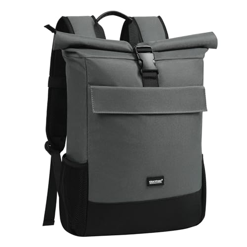 TANTOMI Rolltop Rucksack Damen Herren, Laptop Rucksack Wasserdicht Backpack Schulrucksack Tagesrucksäcke mit laptopfach für Schule Fahrradfahren Freizeit Reise