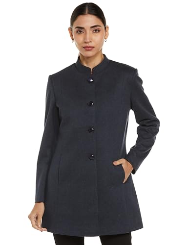 Image of Qube By Fort Collins Women's Semi-Long Tweed Coat with Knitted Finish - Elegant Winter Outerwear for Casual and Formal Looks