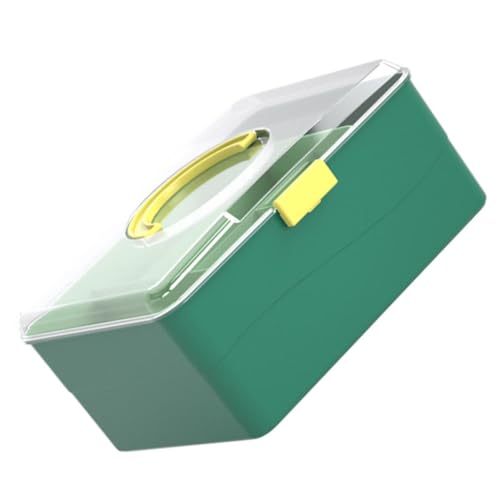 CRAFTHROU Caja de Medicamentos Portátil y Diseño de Doble Capa, Cierre Seguro para Evitar Apertura de Plástico Gran Capacidad Adecuado para Almacenamiento en Exteriores