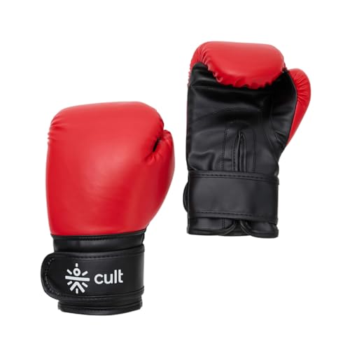 Image of Cult Neo Boxing Gloves 14 OZ - Pro-Style Training Gloves for Sparring, Heavy Bag & Mitt Work - Premium PU Leather, Shock Absorbing Padding, Ergonomic Design with Wrist Support - Red & Black