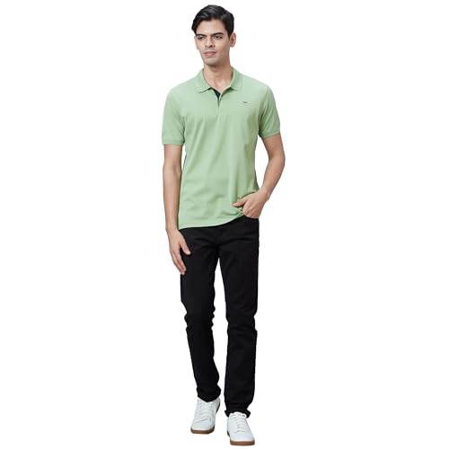Image of Park Avenue Slim Fit Pure Cotton Print Pattern Polo Neck Casual T-Shirt