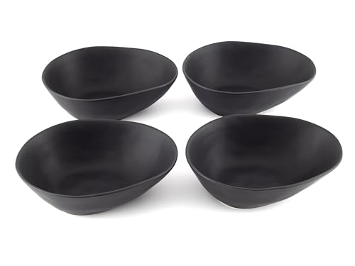 Hanseküche Lot de 4 assiettes à pâtes - Assiettes à spaghetti pour 4 personnes - En faïence - Passe au lave-vaisselle - Bol à pâtes fait à la main - Assiette à pâtes - Assiette à pâtes, pâtes (4