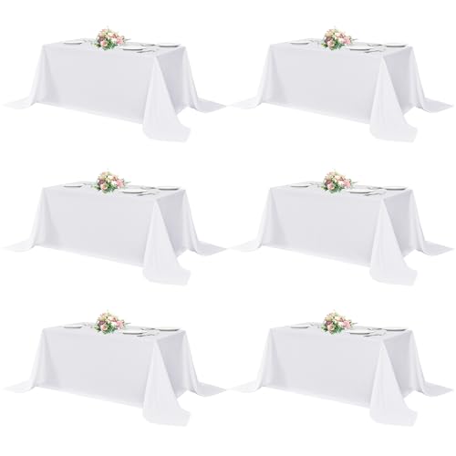 Image of sancua White Rectangle Tablecloths 90x156 Inch, 6 Pack