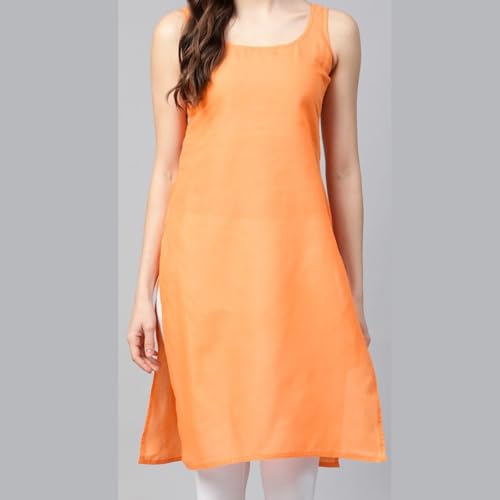 Image of Women's Sleeveless Cotton Inner Slip Dress Round Neck Soft Comfortable Fit Full Length Camisole Innerwear Summer top Undergarment for Girls