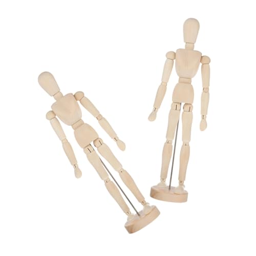 JOINPAYA 2pcs Wooden Jointed Puppet Art Figures Poseable Art Figure Hand Sculpture Decor