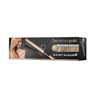 Demeliss SAINT ALGUE Lisseur GOLD - Lissage dès la Racine - Plaques Fines Céramique, Tourmaline - Température Réglable 150°C à 230°C - Cheveux Lisses à Ondulés - Design Ergonomique, Professionnel