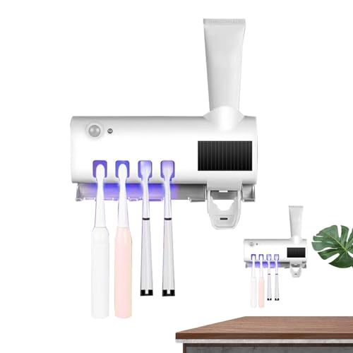 Soporte para cepillo de dientes UV, Dispensador de cepillo de dientes UV,4 ranuras para cepillos de dientes Soporte para cepillos de dientes con luz UV | Dispensador exprimidor de pasta de dientes, ex Soporte para cepillo de dientes UV, Dispensador de cepillo de dientes UV,4 ranuras para cepillos de dientes Soporte para cepillos de dientes con luz UV | Dispensador exprimidor de pasta de dientes, ex
