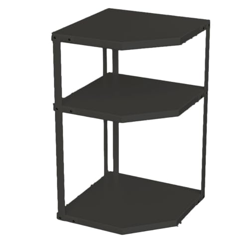 Tyenaza Kitchen Small Corner Shelf Rack, Fan Shaped Space Saving Stable Carbon Steel Cookware Stand for Pots Pans (3 Layer Black)