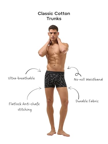 Image of Bummer Men's Premium Cotton Underwear | Fine Combed Cotton with Elastane for Stretch | Ultra Breathable Innerwear | Soft Fabric & No-Roll Waistband | Printed Trunks & Inner Combo for Men
