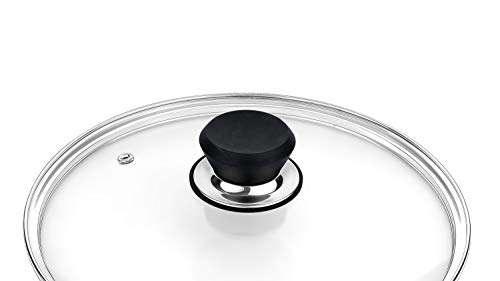 GOURMEX Tempered Glass Cookware Lid with Stainless Steel Rim and Black Handle to Fit Pots, Frying Pans and Skillets, Equipped with Vent Hole, Dishwasher and Oven Safe, Heat Resistant (6.3 Inc 16 cm) - Thumbnail 3