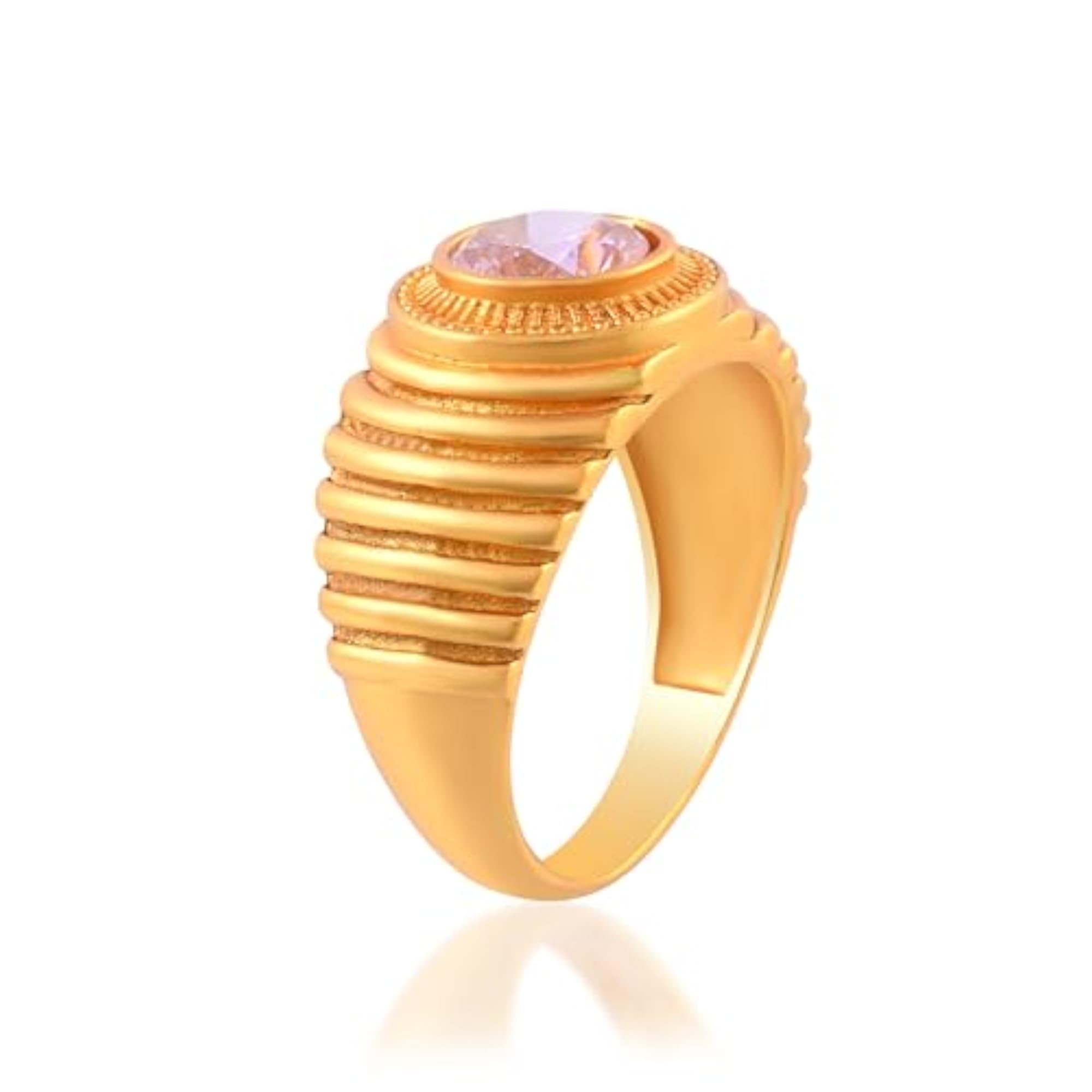 Gold-Plated Rose Quartz Finger Ring, Unisex