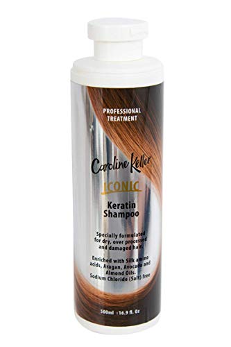 Caroline Keller Keratin Shampoo for dry and damaged hair and scalp. With Argan oil, Avocado oil Keratin and Vitamins. Specially formulated for Post Keratin Treatments. Salt Free. 16.9 fl.Oz