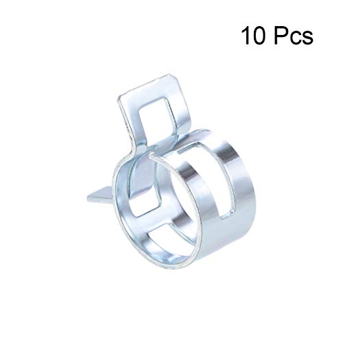 uxcell Spring Band Type Clamp 17mm Inner Dia Fit 17.5-18.2mm OD Hose Fuel Line Silicone Tube Clips Clamp Silver Manganese Steel 10Pcs - Image 2