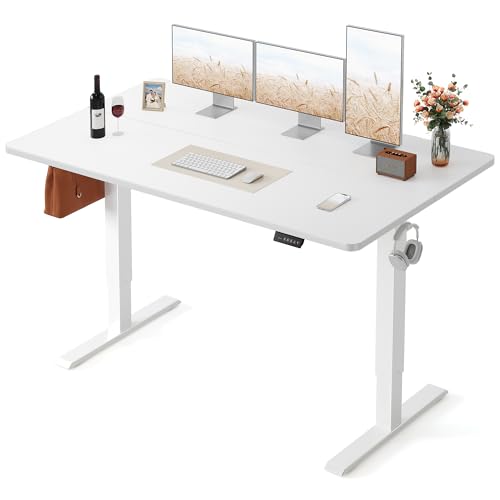 Image of FEZIBO Standing Desk 55 x 28 Inch Electric Height Adjustable, White