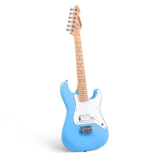 SONICAKE Guitarra Eléctrica para Niños 30", Cuerpo de Madera Maciza con Pastilla Humbucker, Mástil y Diapasón de Madera de Una Pieza, Guitarra Junior QGT-50 (Azul)