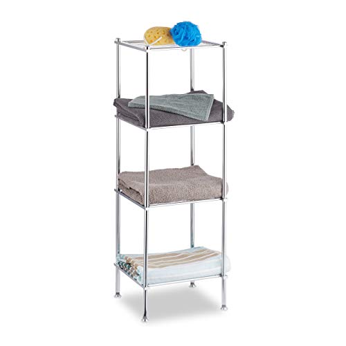 Relaxdays Estantería metálica, Malla de Alambre de Acero, Cuadrado, Alto, Multi-usos, Cromado, Plateado, 102 x 33 x 31 c, Plata, 101,5 X 33 X 31 cm