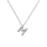 MTINEAPS Silver Initial Necklaces for Gifts Teens Women, Teen Gifts Trendy Bubble Letter Pendant Necklace Jewelry Personalized Birthday Gifts for Teens Women M