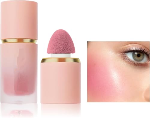 Matte Cream Blush Soft Lightweight Liquid Blush for Cheeks Natural Looking Color Long-Wearing Smudge Proof Pink Liquid Blusher Makeup (1#Love Cake)