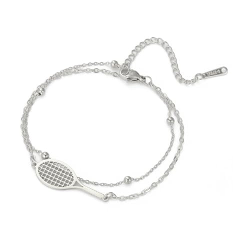 UNIFT Tennis Racket Bracelet for Women Men Stainless Steel Fashion Charms Tennis Ball Racket Bracelets Sports Jewelry for Gift Players lovers