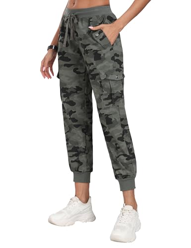 MoFiz Women's Outdoor Cargo Pants Lightweight Joggers Elastic Waist Athletic Hiking Sweatpants Casual Travel Pant with Pocket