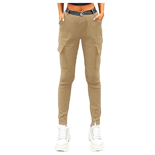 Nuofengkudu Mujer Elasticos Pitillo Pantalon Cargo Leggins con Bolsillos Elastica Cintura Alta Deportivos Push up Moda Frescos Fajas Elegante Pantalón de Trabajo Nina Comodos Jeggins Pants Caqui L