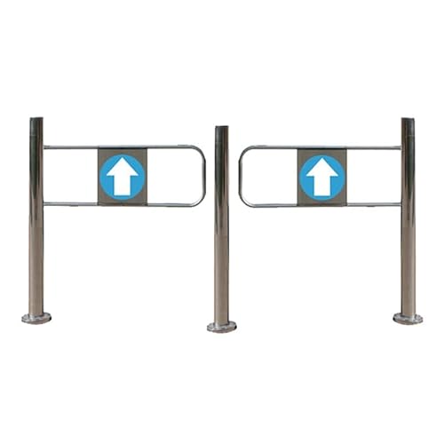 Puerta basculante de cierre automático de acero inoxidable, portal manual unidireccional para tienda, biblioteca y almacén (120 x 99 cm), fácil de usar, acceso seguro