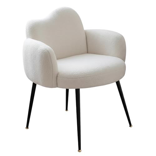 Velvaria Modern Vanity Chair Minimalist Accent Armchair with Ergonomic Cloud Backrest Elegant Makeup Seat for Bedroom & Dressing Room (White)