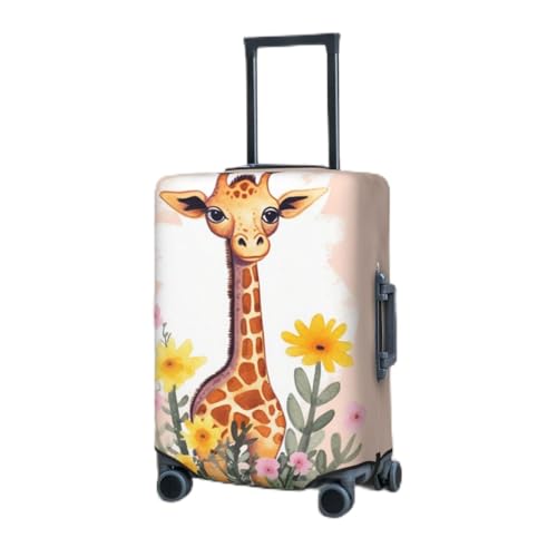 Travel Luggage Cover for Suitcase Elastic Suitcase Protector Cartoon giraffe and flowers Suitcase Covers Washable Suitcase Protective Cover Dust-proof Luggage Covers Fit 18-32 Inch Luggage