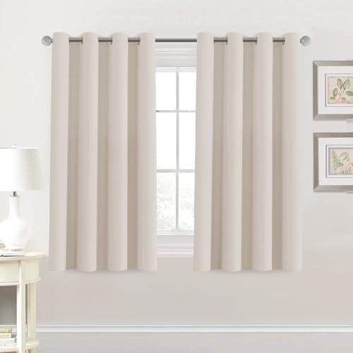 Image of H.VERSAILTEX Blackout Curtain for Living Room Thermal Insulated Window Treatment Curtain 54 inch Length Energy Saving Solid Grommet Top Blackout Drape, One Panel, Natural, 52 inch W x 54 inch L
