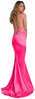 Spaghetti Strap Mermaid Prom Dress Backless Satin Bridesmaid Dresses Long Bodycon Evening Gowns for Women Hot Pink