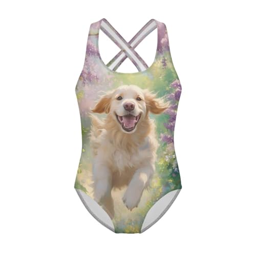 Image of One Piece Swimsuit Girls Cross-Back Bathing Suit 5-14Y Kids Swimwear Cute Swimsuits Sleeveless Bathing Suits