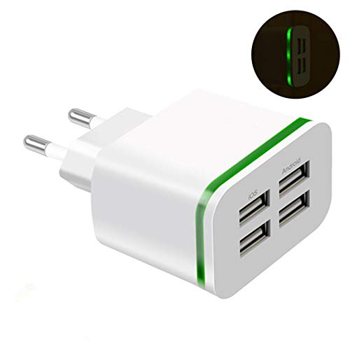 Tomasa Adaptador de Cargador de Pared de teléfono de Carga rápida de 4 Puertos USB 5V 4A LED de Viaje a casa Bases de Carga