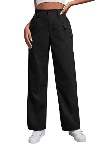 Image of TOPLOT Cotton Solid Multi-Pocket Cargo Pant for Women