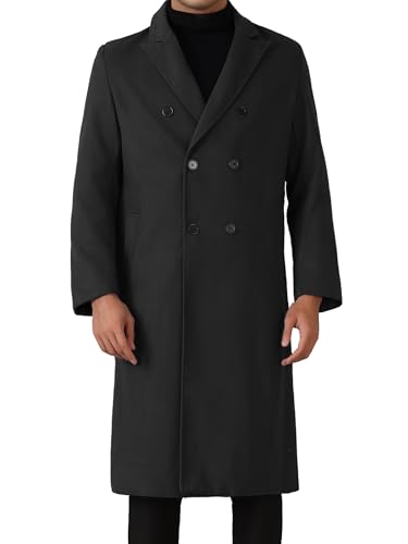 Image of Lars Amadeus Black Long Trench Coat for Men