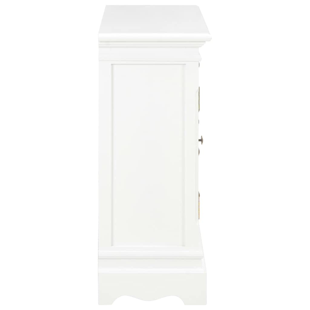 Klasyczny kredens biały, 70 x 28 x 70 cm, lite drewno sosnowe, z 4 szufladami i 2 półkami, w stylu francuskim, kredens z płyty MDF i drewna sosnowego, do salonu, sypialni
