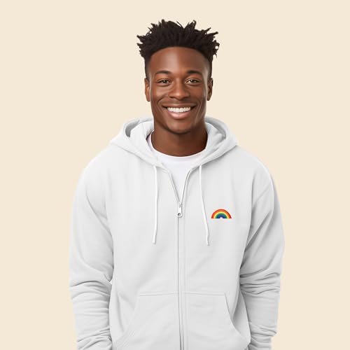 DALIX Rainbow Embroidered Zip Hoodie Fleece Long Sleeve Pocket Warm Soft Mens4