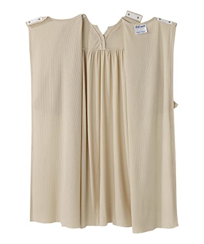 Women’s Open Back Adaptive Waffle Knit Nightgown - Hospital Gown For Seniors With Bows - Beige Shade Sma #TOP2