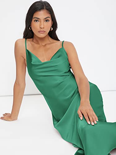 Image of Floerns Women's Spaghetti Strap Cowl Neck Long Slip Satin Silk Midi Dress