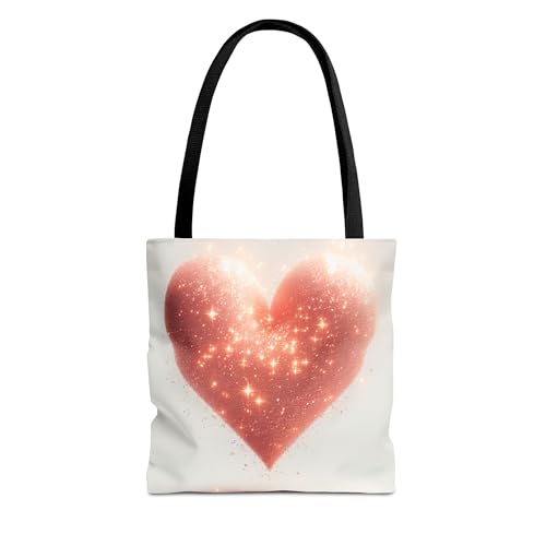 Shining Pink Heart Tote Bag, Gift for Her, Accessory, Shopping Bag, Pink Heart Tote, Tote Bag