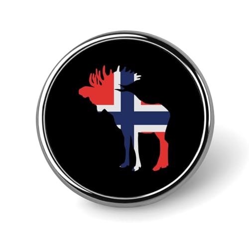 Moose flag of norway round lapel pins decorative metal brooches funny button badge for clothing bag hat gifts