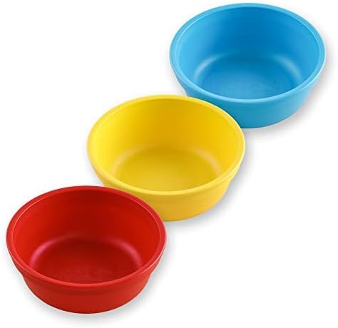 Re Play 3 Pack Made in US 12 OZ Stackable Bowls - Made From Eco Friendly Heavyweight Recycled Milk Jugs - Preschool
