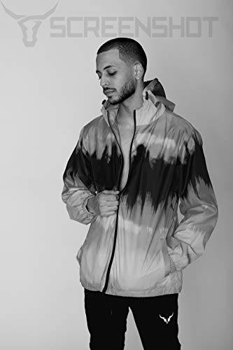 Image of SCREENSHOT Mens Streetwear Windbreaker Jacket - Lightweight Graphic Hoodie, Graffiti Hip Hop Urban Fashion Pullover Top