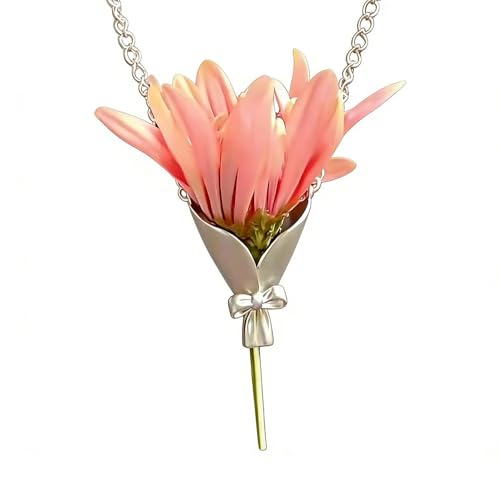 Collier Mini Florero - Colgante De Ramo De Flores Con Cadena, Joyería De Cuello Elegante | Regalo Ideal Para Mujeres, Madres, Novias, Esposas En Cumpleaños Y...