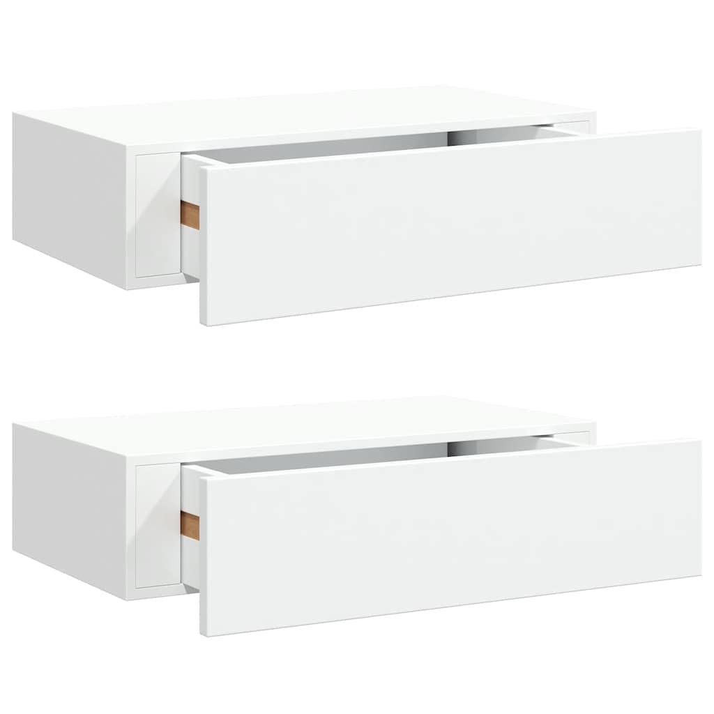 Solivagant Wandregale mit Schubladen 2 STK. Weiß 40x23,5x10 cm MDF, Möbel,Regalsysteme,Wandregale, 7.85 kg-330242