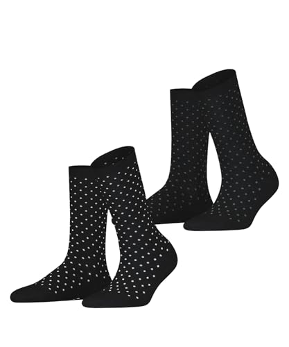 ESPRIT Damen Socken Fine Dot Multipack W So Baumwolle gemustert 2 Paar, Schwarz Black 3000, 39-42