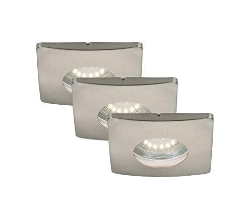 LED Einbauleuchten 3-er Set, Einbaustrahler, Einbauspots, LED GU10, 4 Watt, 330 Lumen, schwenkbar, IP44, Badezimmer / Bad geeignet, matt-nickel