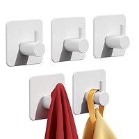 Celbon 2PC Self Adhesive Bath Towel Hook Black Sticky Stainless Steel Robe Hooks Heavy Duty Door Hooks For Bathrooms,Kitchen,Lavatory Closet