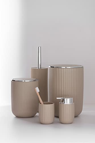 WENKO Agropoli toilet brush set, beige, closed toilet brush holder made of high-quality plastic with sculptural design and textured surface, BPA-free, hygienic toilet brush, 10 x 36.5 cm - Image 4